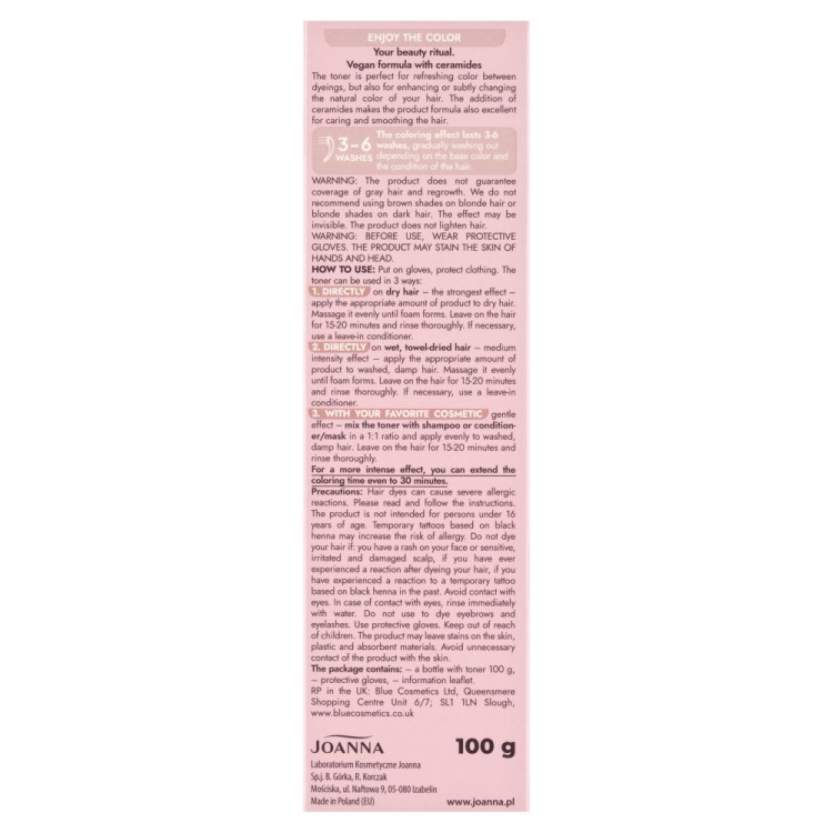 JOANNA ULTRA COLOR HAIR TONER Rose Latte 100 g JOANNA ULTRA COLOR HAIR TONER Rose Latte 100 g
