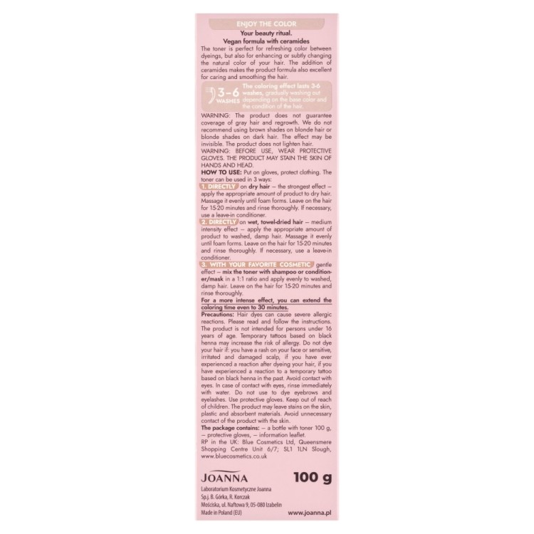 JOANNA ULTRA COLOR HAIR TONER Milk chocolate 100 g JOANNA ULTRA COLOR HAIR TONER Milk chocolate 100 g