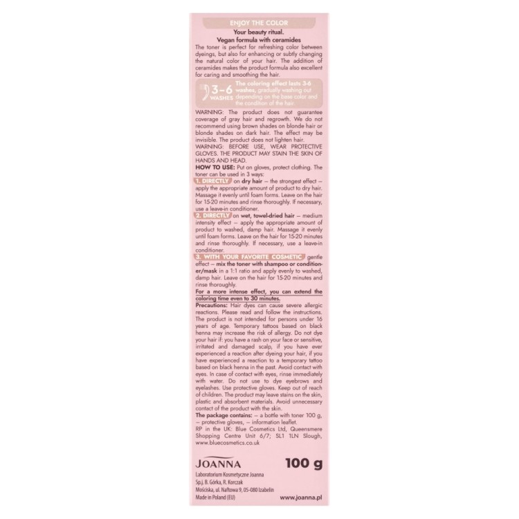JOANNA ULTRA COLOR HAIR TONER Sweet Cappuccino 100 g JOANNA ULTRA COLOR HAIR TONER Sweet Cappuccino 100 g