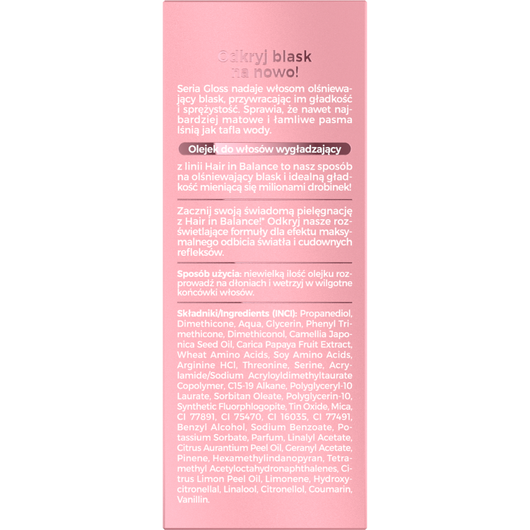 Onlybio Hair in Balance GLOSS Smoothing Oil with brightening effect 20ml Onlybio Hair in Balance GLOSS Smoothing Oil with brightening effect 20ml